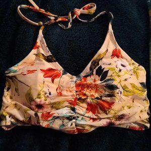 Cupshe strappy tropical halter swimsuit top size Large